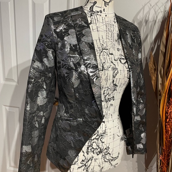 NWOT Nordstrom Tuxedo Brocade Jacquard Floral shiny Formal Evening whimsgoth rav - Picture 6 of 9